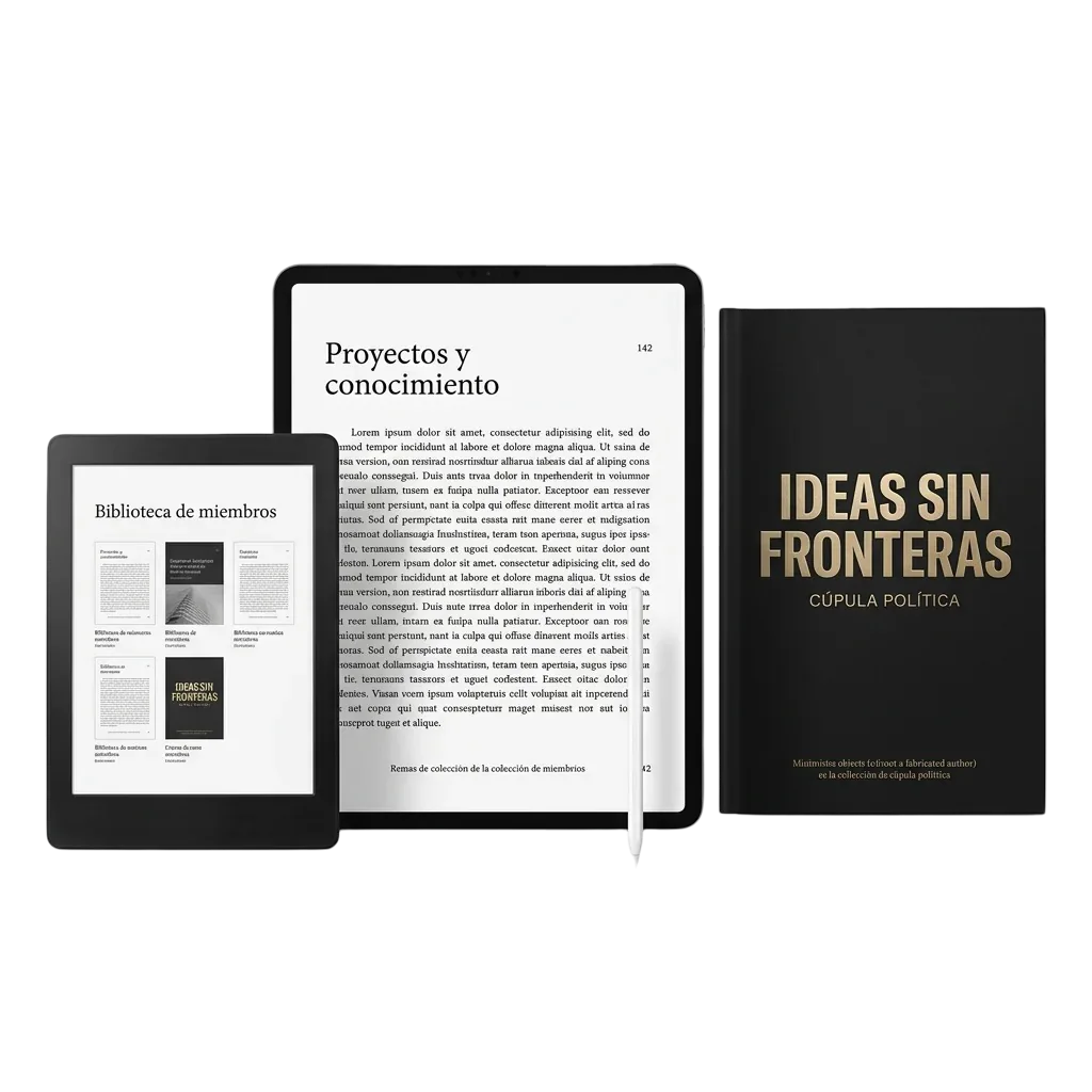 Lector electrónico, tableta y libro con la biblioteca de miembros