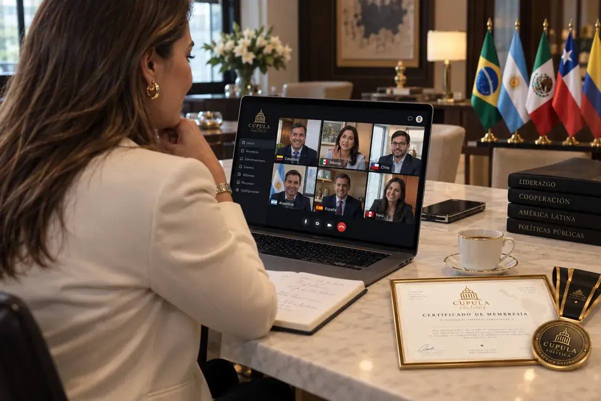 Miembro en una videollamada con líderes de la red