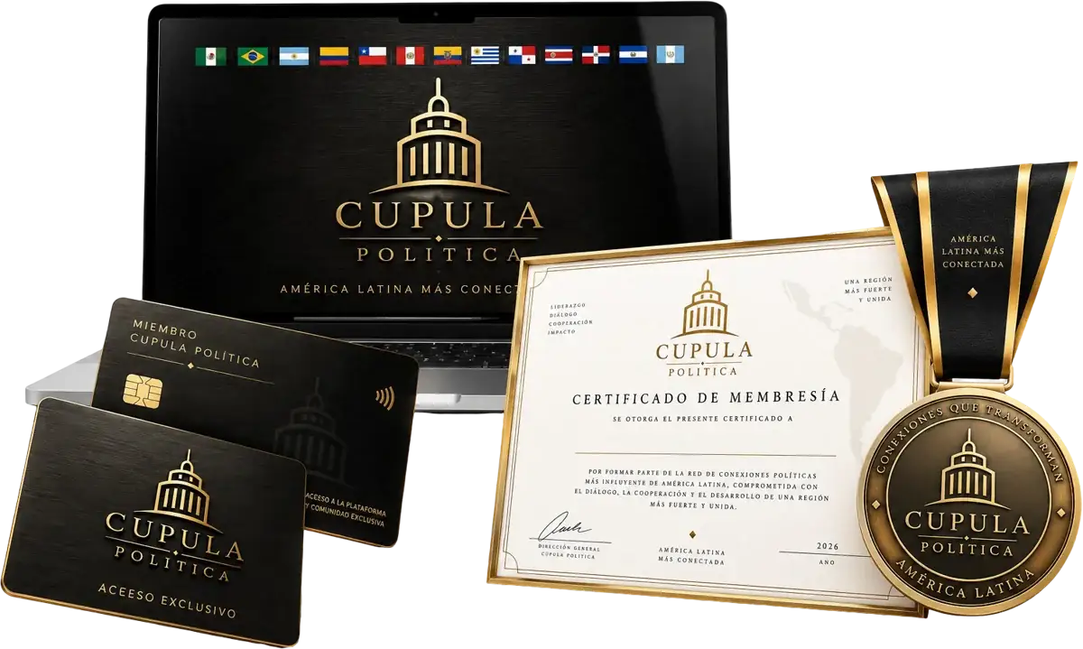 Plataforma, tarjetas de miembro, certificado y medalla de la Cúpula Política